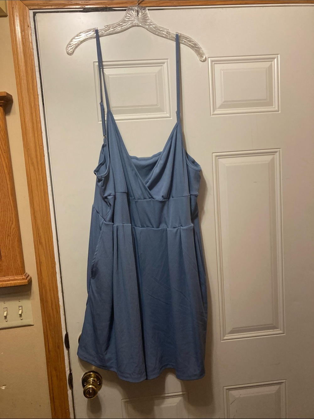 Light Blue Spaghetti Strap Shorts Romper 4XL